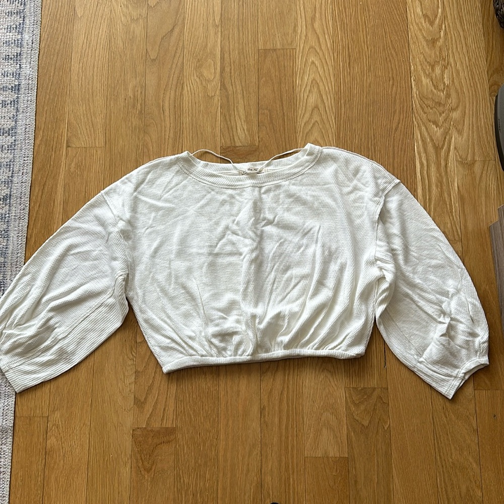 We The Free Oversized White Longsleeve with Cinched Waist